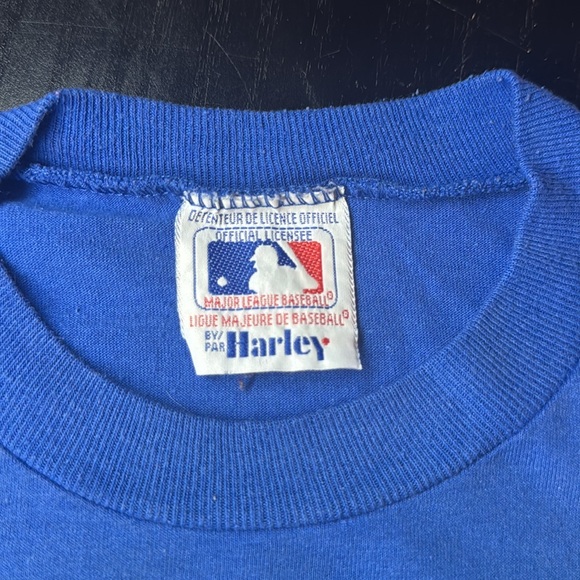 Vintage 1991 Blue Jay Striped Logo Tee single stitch - Blue and Multicolor - Picture 5 of 7